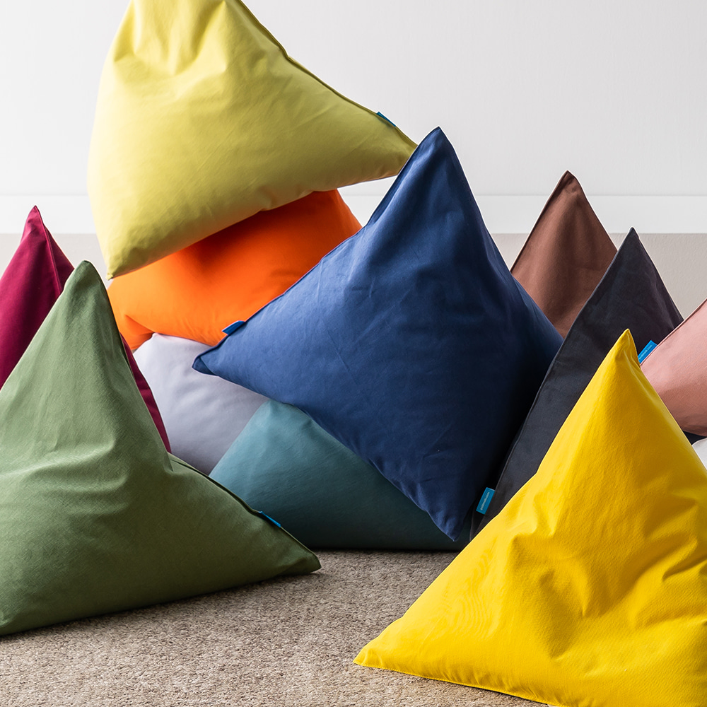 폴리몰리 301C 코튼 삼각 등받이 쿠션 빈백 소파 침대 헤드 순면 (메시속커버)