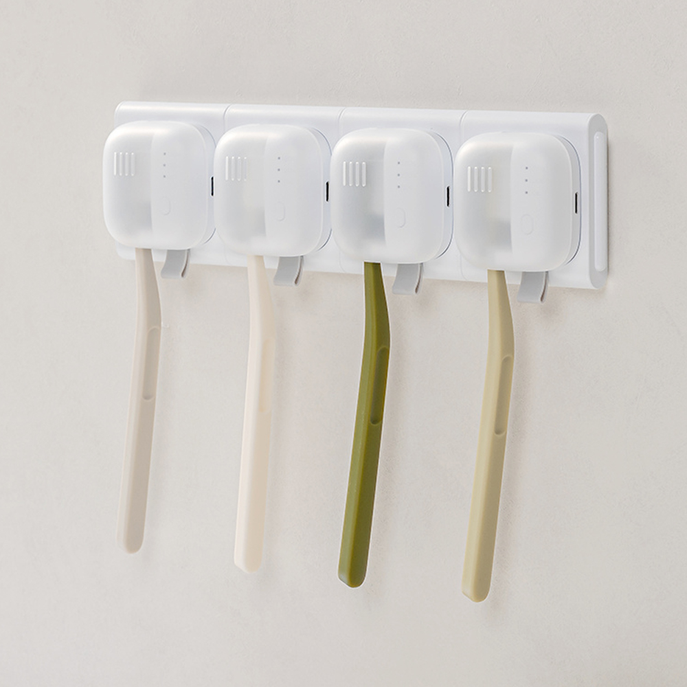 모락 퓨어 큐브 칫솔 살균기 UVV21C 자석부착형 크래들 배터리 내장 UVC램프