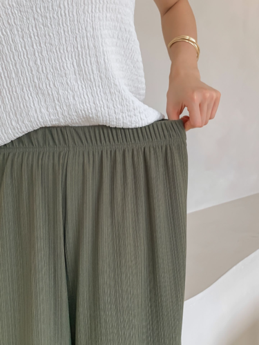 폼나나 Pomnana 오버핏 주름 스판 긴바지 설레임 데일리 편한 팬츠 - 상세 이미지 5