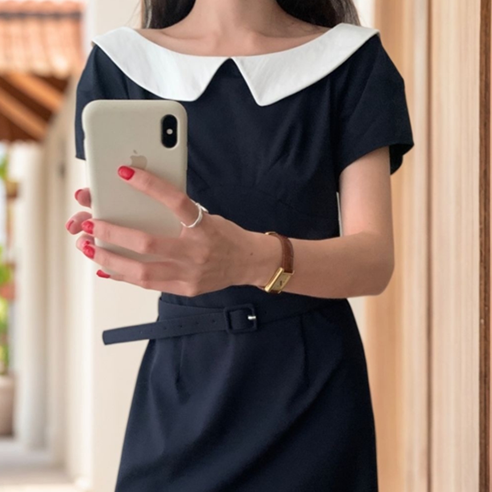 둥근카라원피스 단정한 정장 상견례 9월 결혼식 하객룩 원피스