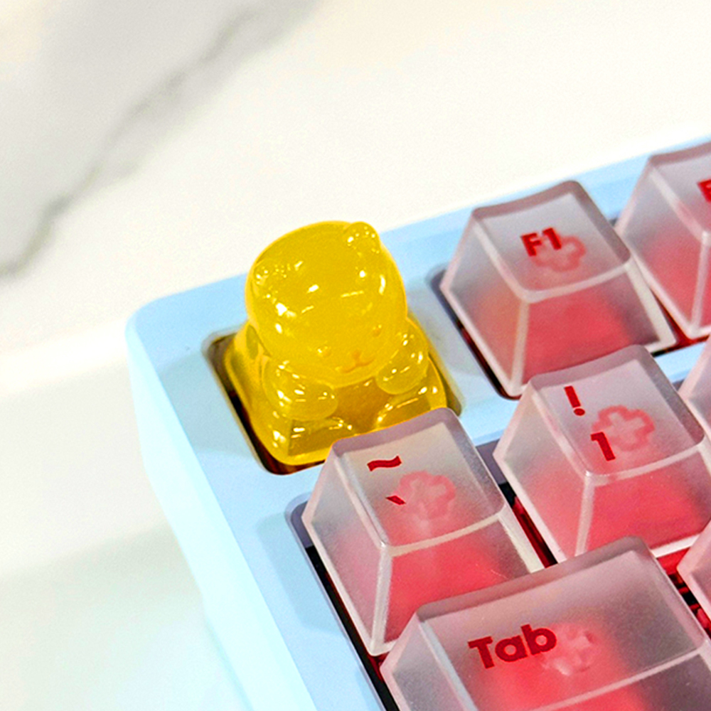 아티산 포인트키캡 귀여운 ESC LED투과 곰젤리 기계식키보드 커스텀키캡 레몬곰