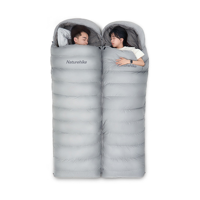 네이처하이크 RM40 후드 다운 & 코튼 침낭L 결합가능 라이트 그레이