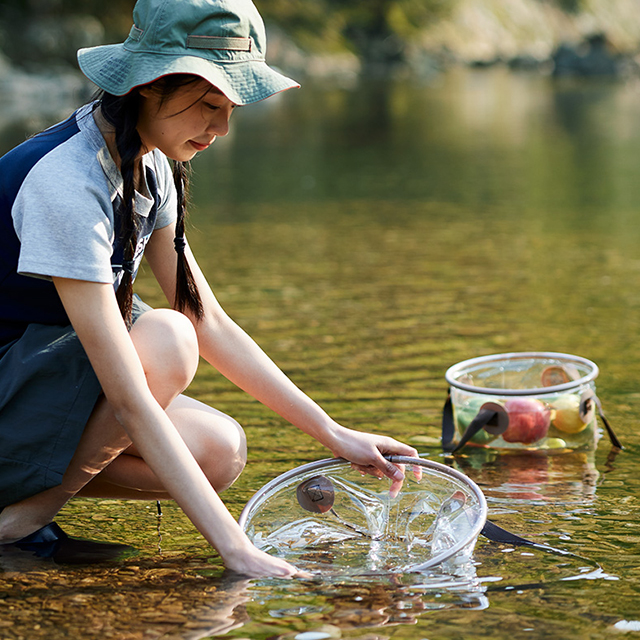 네이처하이크 캠핑 설거지통 10L 투명 캠프 바스켓 방수 식기 바구니