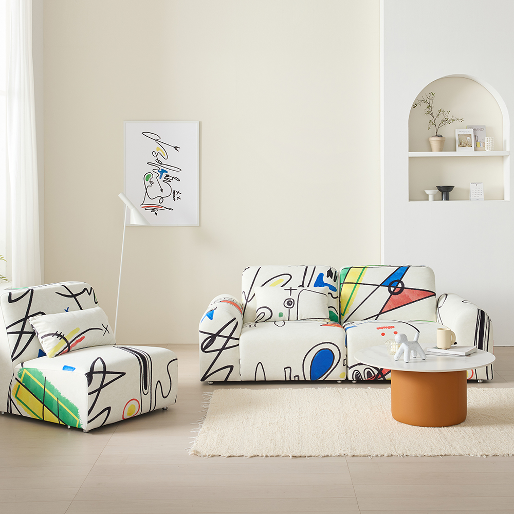 듀이 아트 4인용 쇼파 프리미엄 갤럭시 패브릭 모듈 소파 CL526