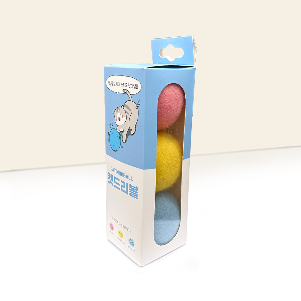 펫케어 고양이 장난감 양모볼 캣닢 공 캣드리볼 3개입 이미지 4