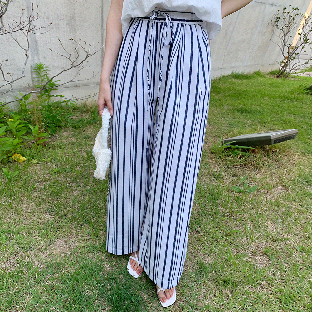 솔라비 스트라이프 린넨 팬츠 - 상품 이미지