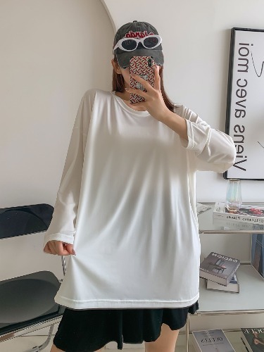 폼나나 Pomnana 루즈핏 기본 무지 긴팔 긴팔래쉬가드 기본 레이어드 티셔츠 - 상품 이미지