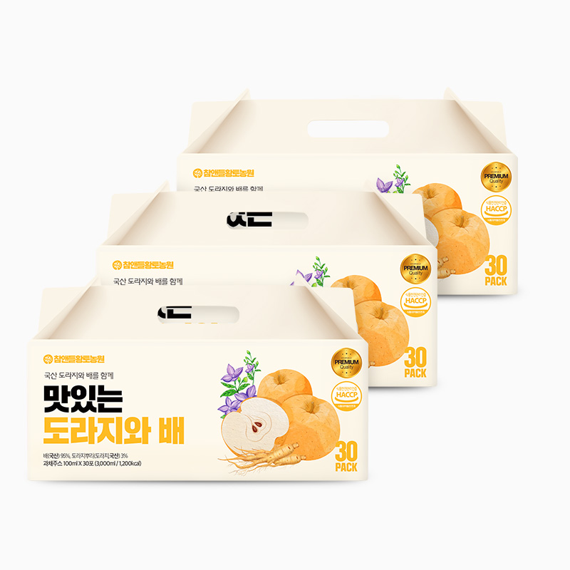 [3+1] 참앤들황토농원 맛있는 도라지와 배즙 100ml 30포, 3개