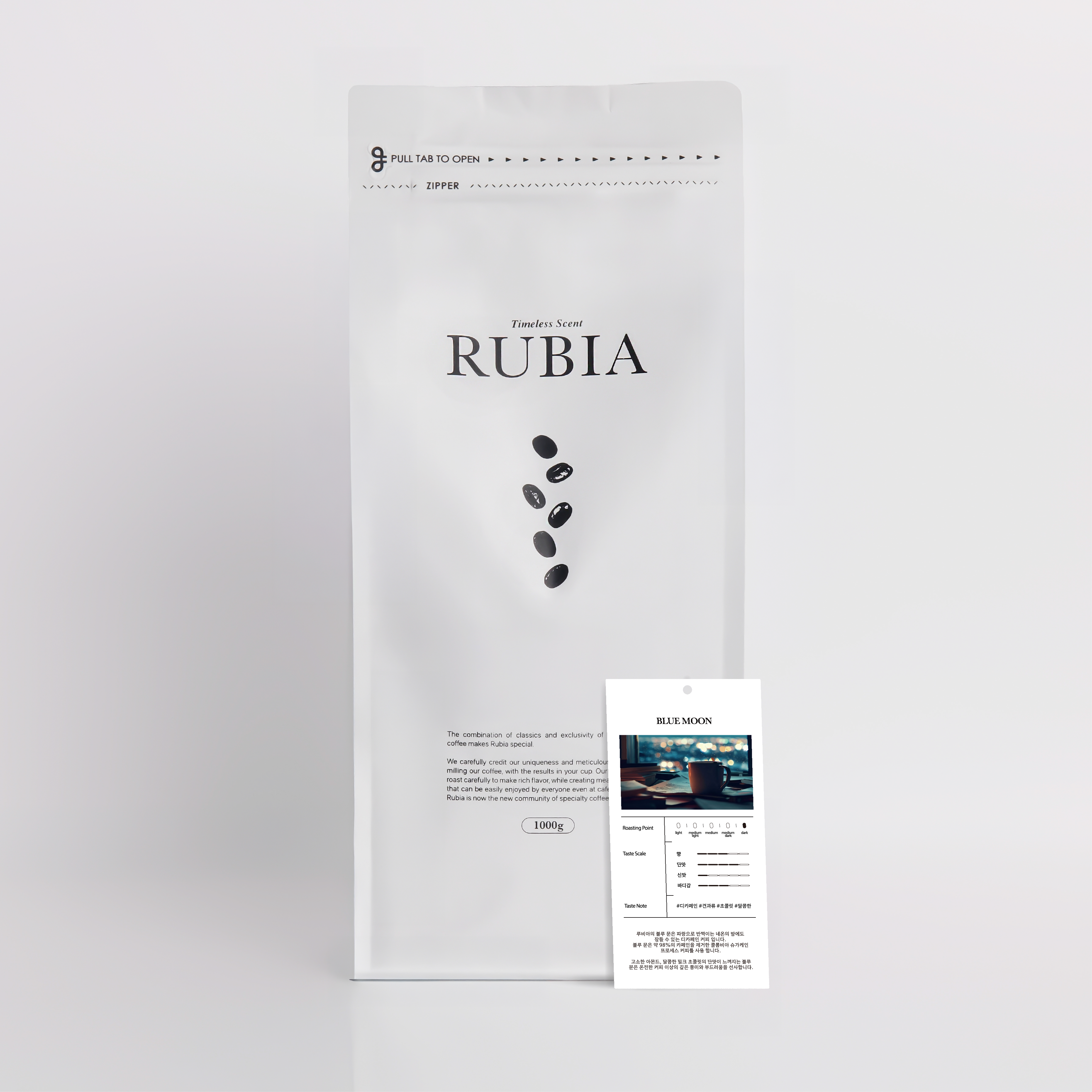 달콤하고 부드러운 루비아 블루문 디카페인 홀빈, 1kg, 1개