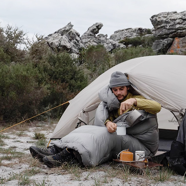 네이처하이크 RM40 후드 다운 & 코튼 침낭L 결합가능 라이트 그레이