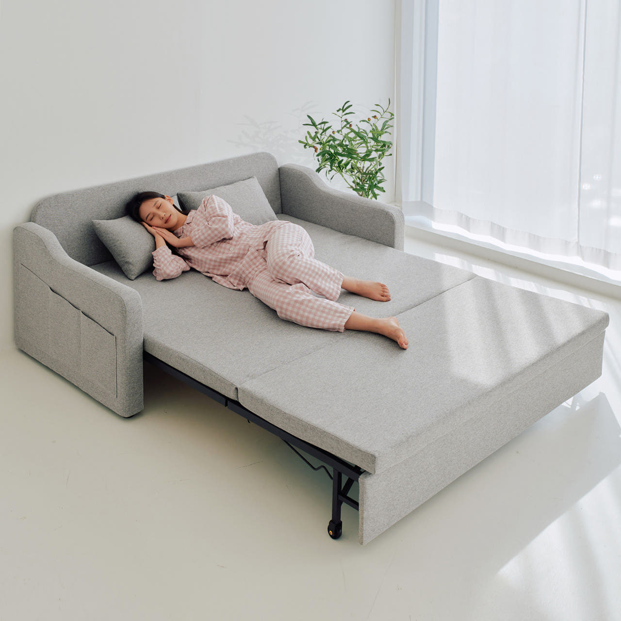 델브스 룩스 패브릭 1인용 컴팩트(810mm) 접이식 소파베드 쇼파 침대