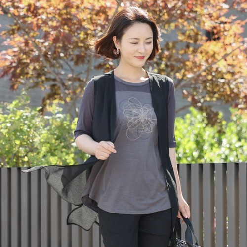 엄마옷 조이마담 J2830 시스루 오픈 베스트 여름조끼 중년여성의류 - 상품 이미지