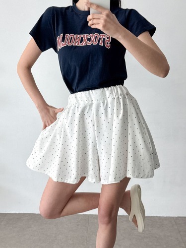 폼나나 Pomnana 오버핏 와이드 도트 반바지 버블 편안한 포인트 팬츠 - 상품 이미지