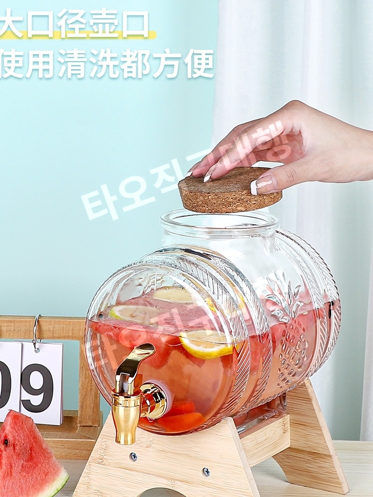 워터디스펜서 유리 물통 물 수도꼭지 대용량 업소용 주스 냉장고 캠핑 카페 음료 - 상세 이미지 3