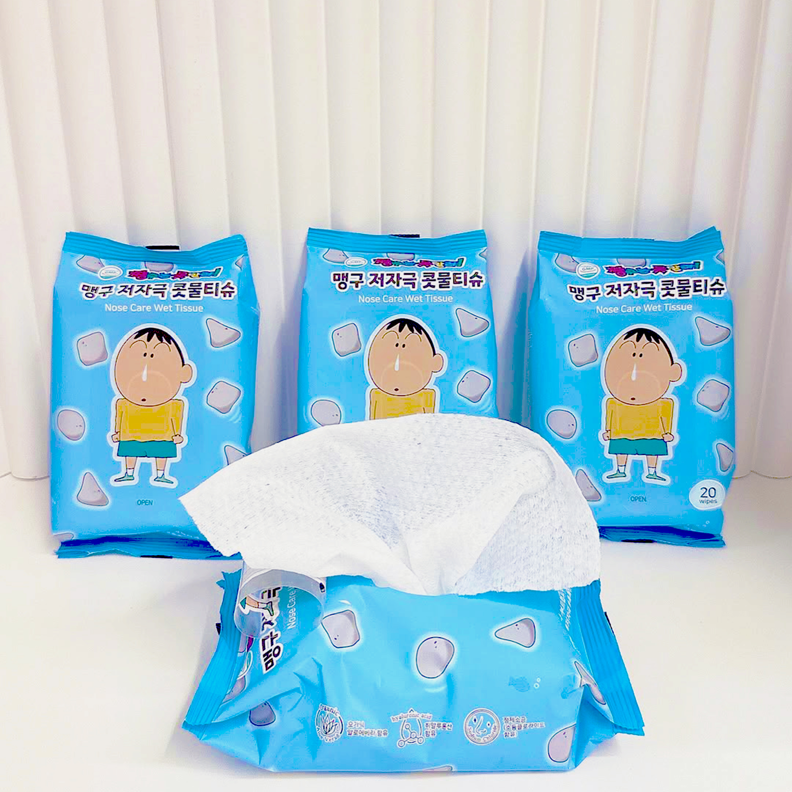 맹구 저자극 물티슈 콧물 20매 20팩  아기 강아지 콧물 엠보싱