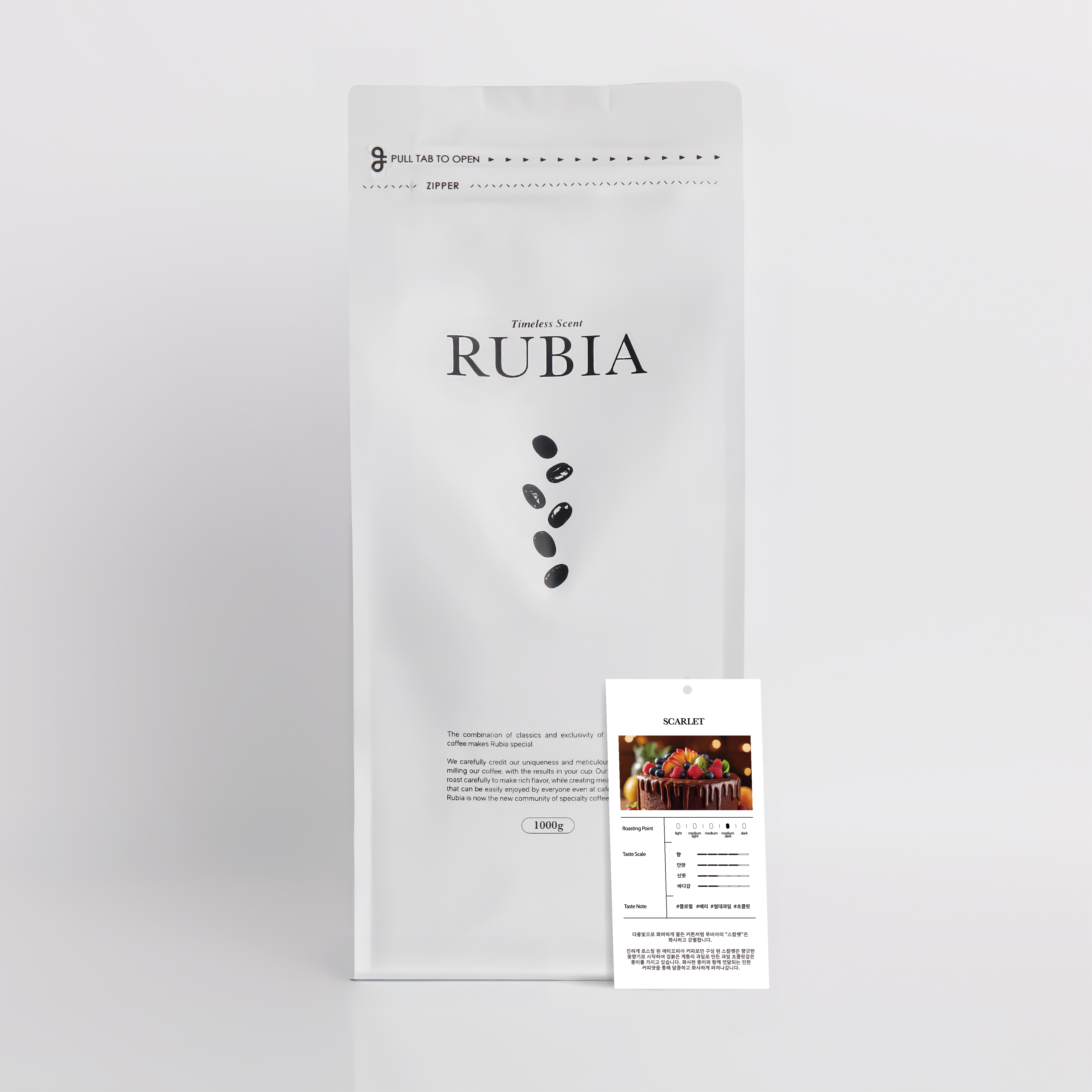 화사하고 달콤한 100% 에티오피아 루비아 스칼렛 홀빈, 1kg, 1개