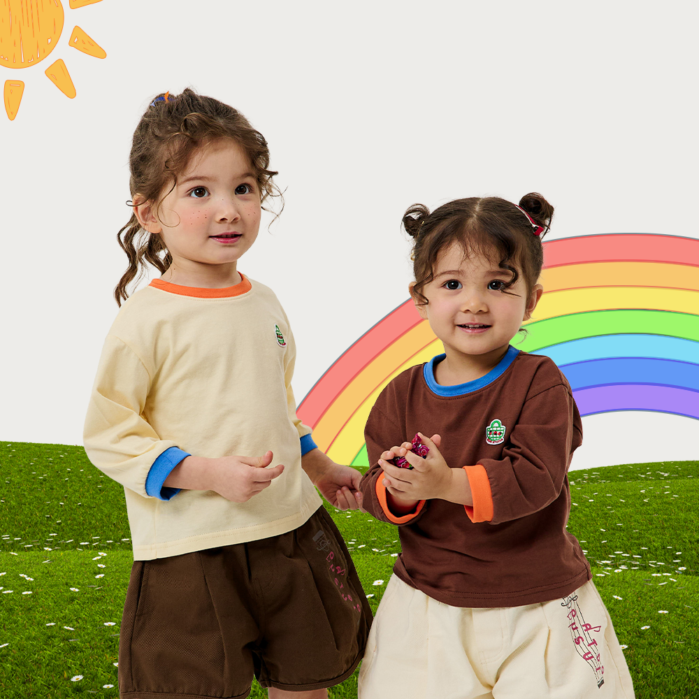 1+1 오우아스튜디오 아기 긴팔 티셔츠 봄 여름 아이 등원복 활동복