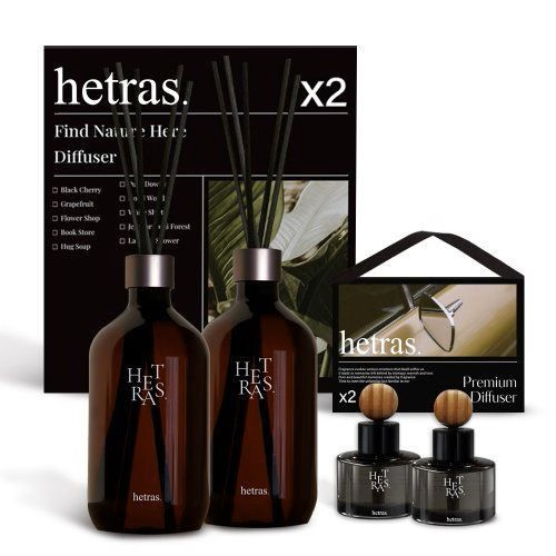 헤트라스 프리미엄 대용량 디퓨저 500ml 2개 +차량용 디퓨저 77ml 2개 선물세트