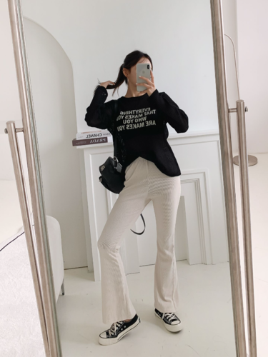 폼나나 Pomnana 슬림핏 기본 골지 긴바지 뉴부츠컷 데일리 편한 팬츠 - 상품 이미지