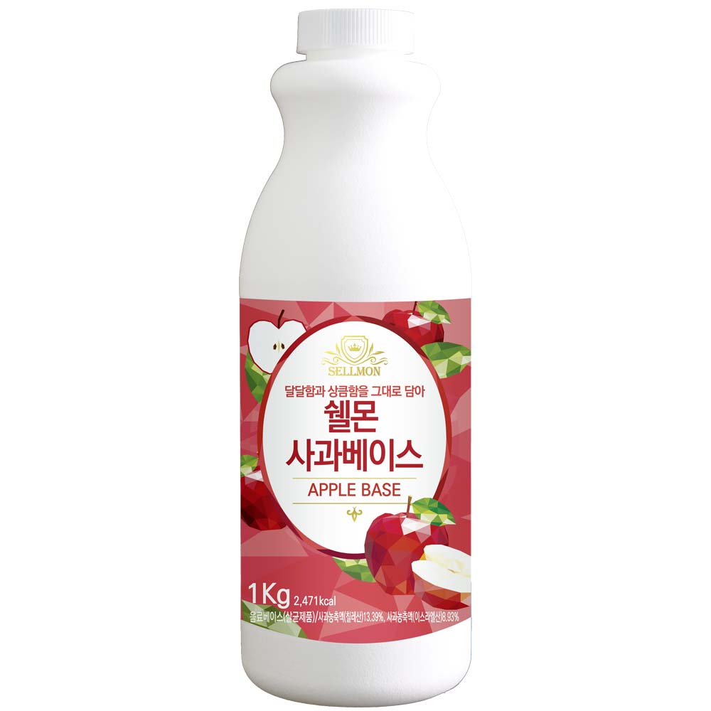 카페음료 시럽 농축액 쉘몬 사과1kg 음료베이스 종류 30여가지