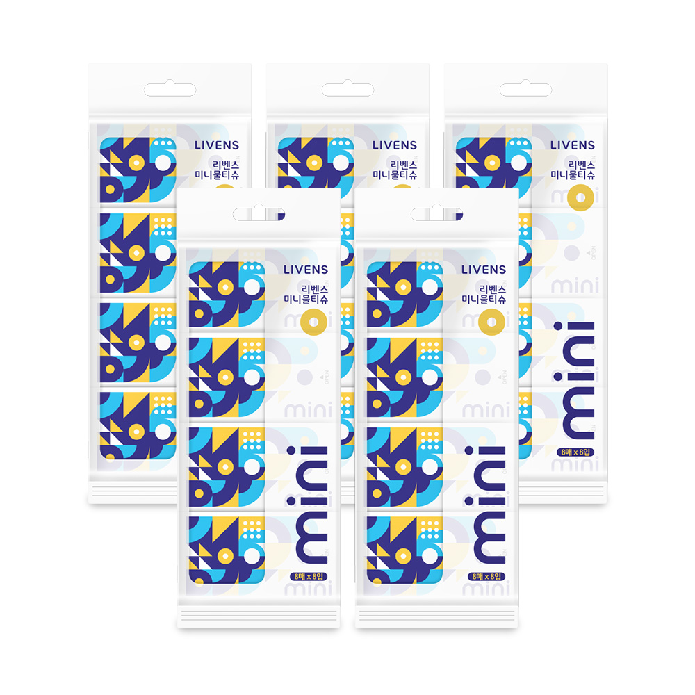 리벤스 휴대용 초미니 포켓 티슈 8매, 40개