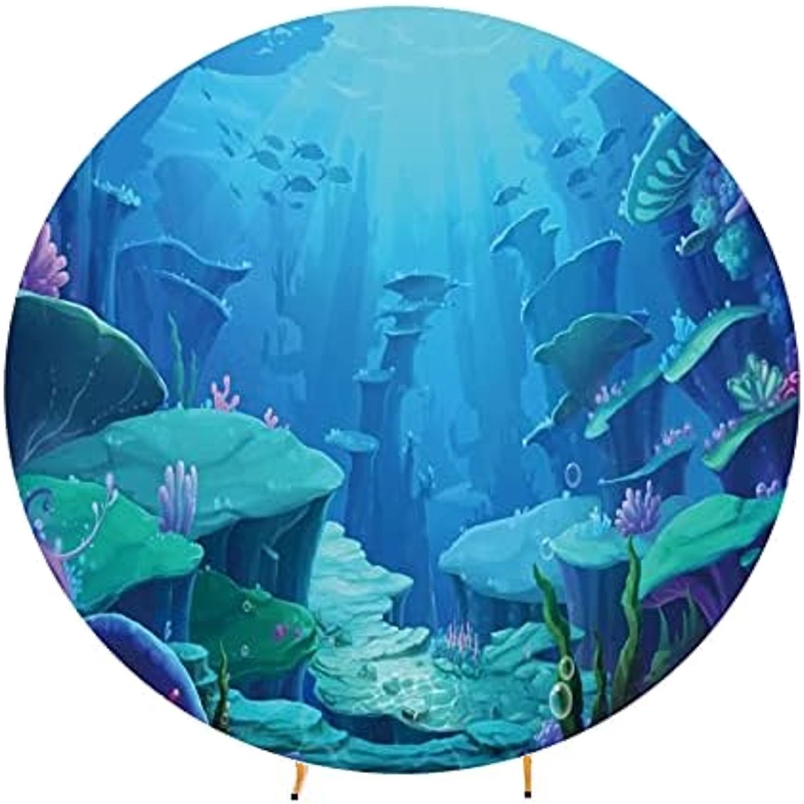 [미소쌤] 여름 푸른산호숲 원형 커버 라운드 스탠드 배경 환경구성 포토존 파티 생일 데코