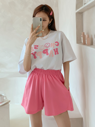 폼나나 Pomnana 오버핏 프린팅 반팔 츄 홈웨어 캐주얼 상하의세트 - 상품 이미지