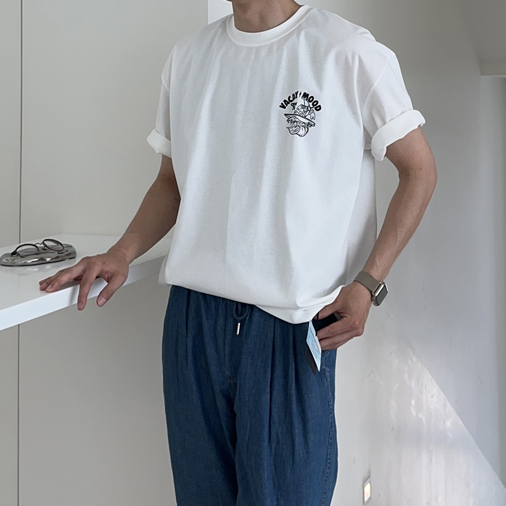 쿨 티셔츠 남자 오버핏반팔 분또 프린팅 나염 커플 반팔티 - 상품 이미지