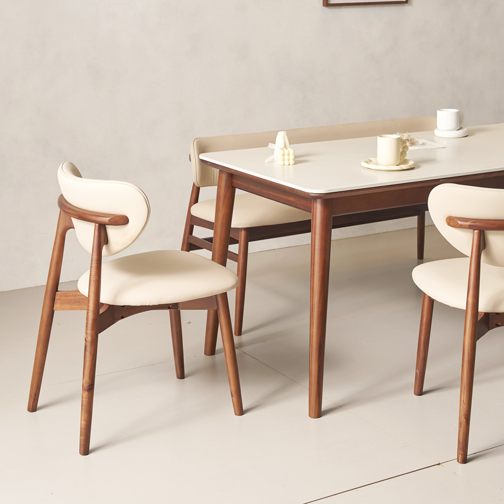 마드리 6인용 원목 세라믹식탁 세트 포세린 상판 테이블 식탁+의자6, 1800mm, 월넛