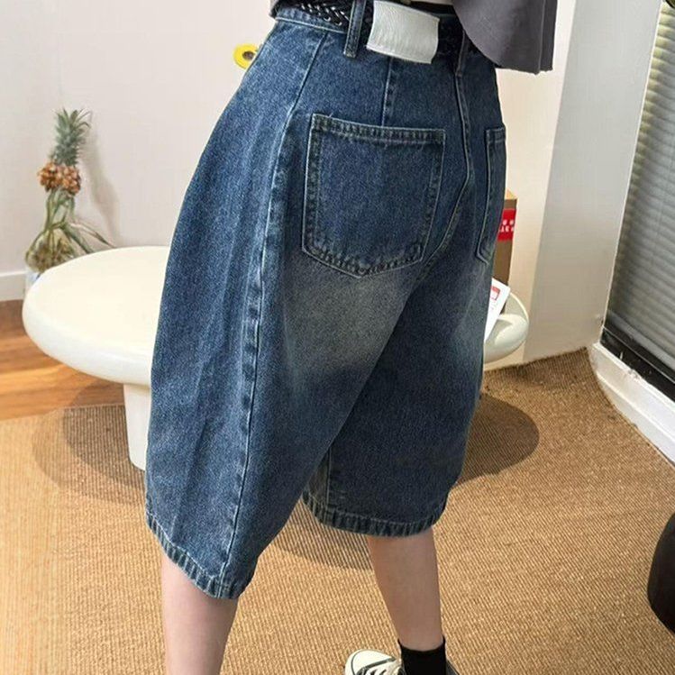 여성 오버사이즈 와이드핏 데님 숏팬츠 여름 5부 청바지 bying24 데님블루 S(40-50kg) - 상세 이미지 3