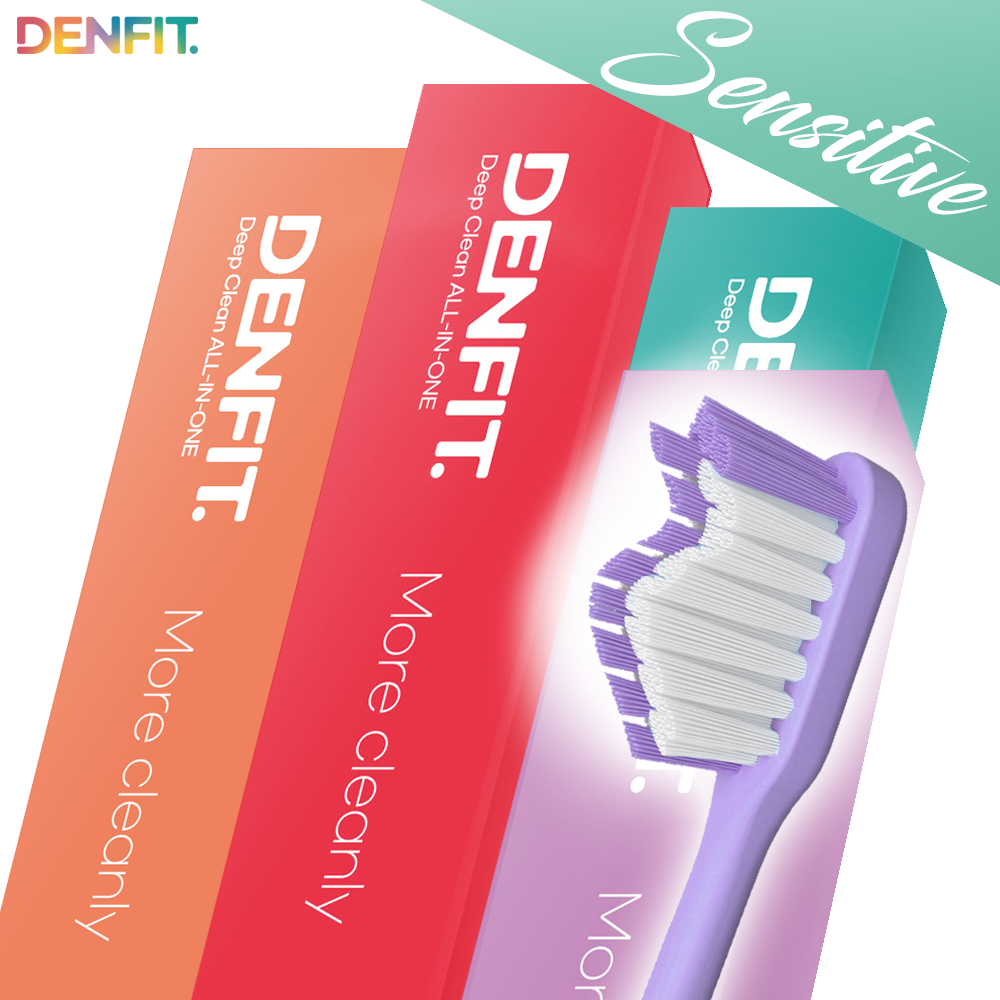 (센서티브) DENFIT 덴핏 딥클린 올인원 엣지 피라미드형 칫솔 비비드 색상 4칼라/12개입