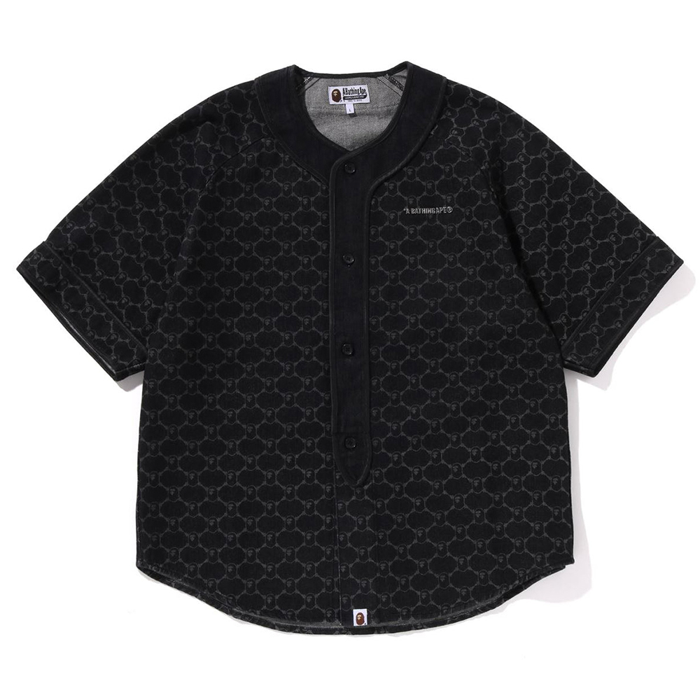 베이프 셔츠 COLLEGE MONOGRAM BASEBALL SS DENIM SHIRT 1L30-132-304 - 상품 이미지