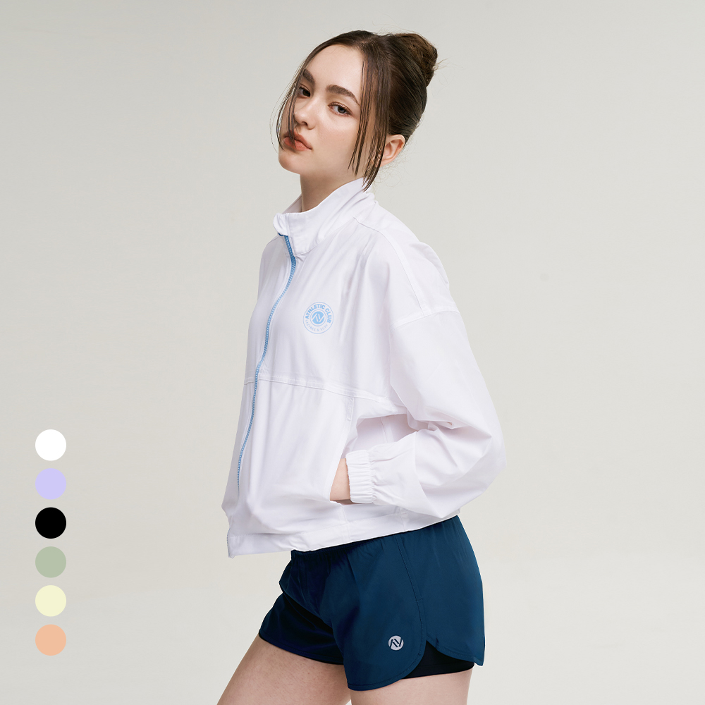 여성 쿨터치 크롭 루즈핏 경량 러닝 자켓 운동복 런닝 헬스 운동 아우터 - 상품 이미지