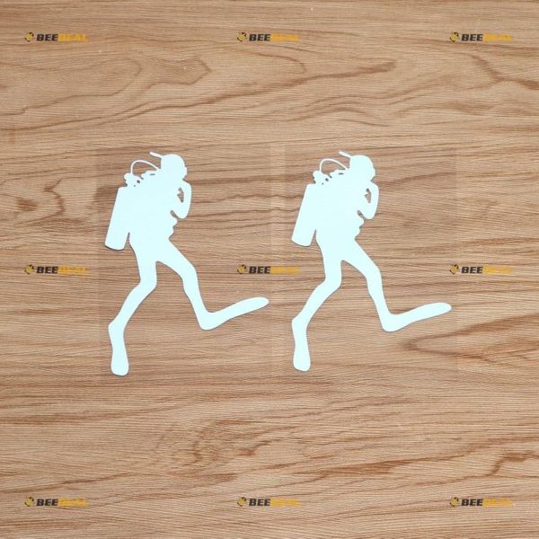 Scuba Diver Diving Sticker Decal Vinyl 2 Pack White 5 for Car Boat Laptop Cup No Background DieCut : 블링웨이6