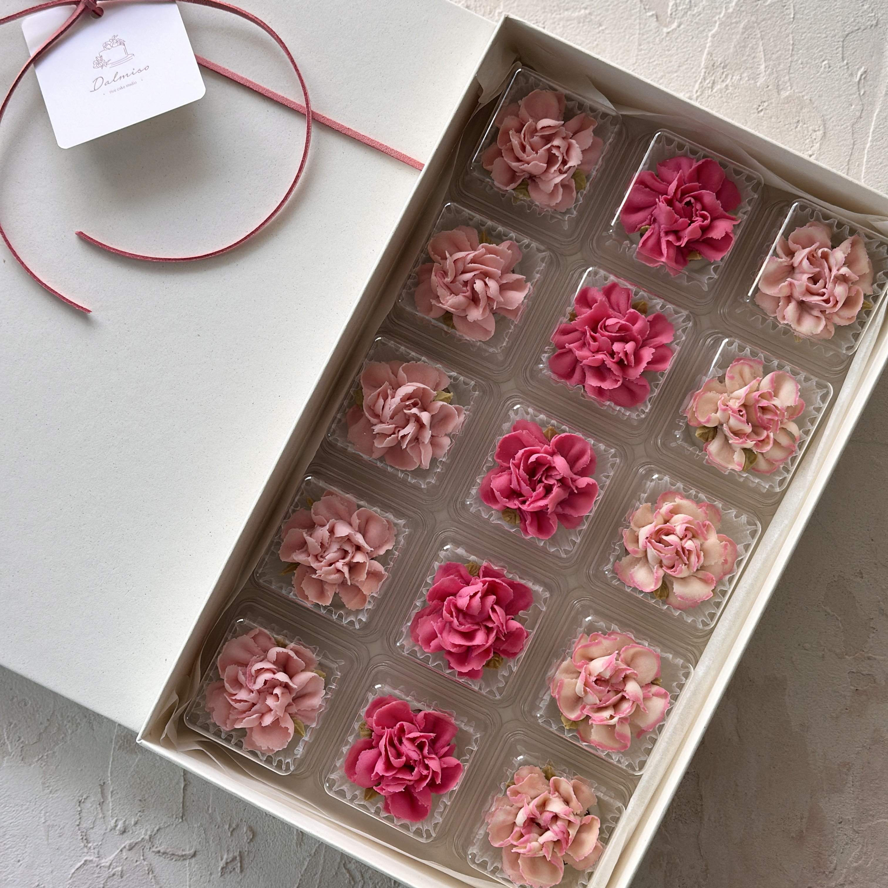 카네이션 앙금플라워쿠키 꽃강정 15구 20구 선물세트 어버이날 스승의날 간식 디저트 답례 - 상세 이미지 2