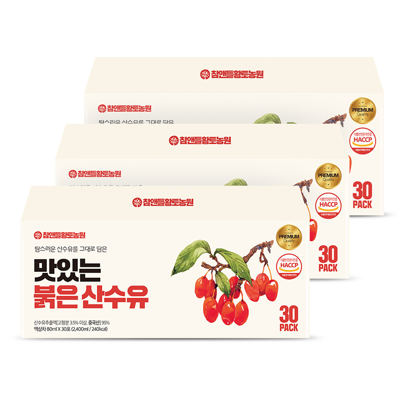 [3+1] 참앤들황토농원 맛있는 산수유 80ml 30포, 3개 - 상품 이미지