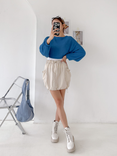 폼나나 Pomnana 슬림핏 조임 숏 무지 건빵 봄 여름 스커트 - 메인 이미지