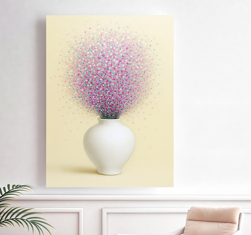 벚꽃 달항아리 인테리어 그림 꽃 액자 거실 풍수 카페 개업선물 소형