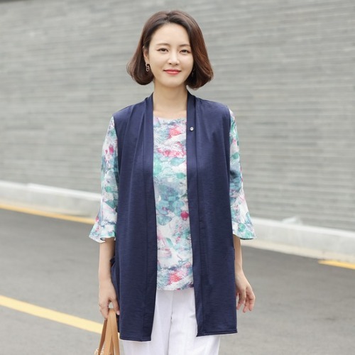 엄마옷 조이마담 J2833 주얼리 오픈 베스트 여름조끼 중년여성의류 - 상품 이미지