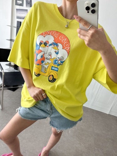 폼나나 Pomnana 오버핏 프린팅 반팔 고고덕 여름 기본 티셔츠 - 상품 이미지