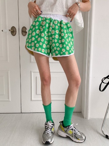 폼나나 Pomnana 오버핏 프링팅 기본 플라워반바지 여름 가을 팬츠 - 상품 이미지