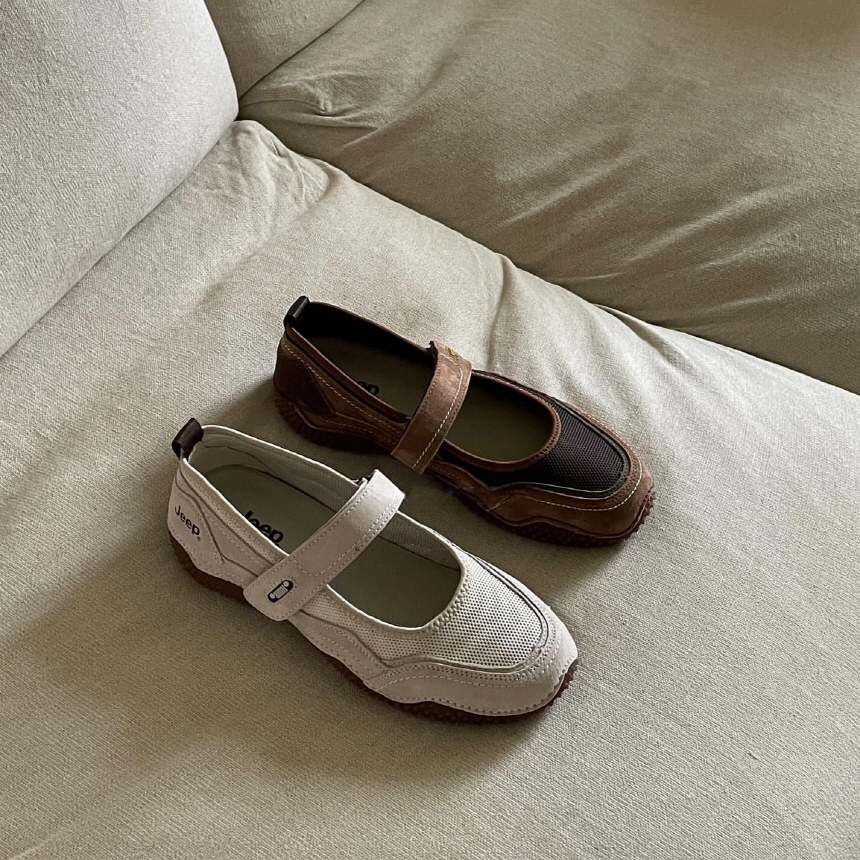 지프 JEEP 메리제인 스트랩 샌들 여성 스니커즈 플랫슈즈 그레이 브라운