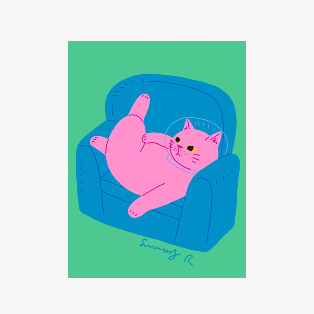 쇼파 위의 고양이 캔버스 포스터 인테리어 그림 일러스트 벽 디자인