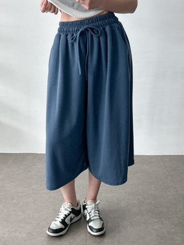 폼나나 Pomnana 루즈핏 8부 잠옷 허리조임 와이드 버뮤다 여름 가을 팬츠 - 상품 이미지