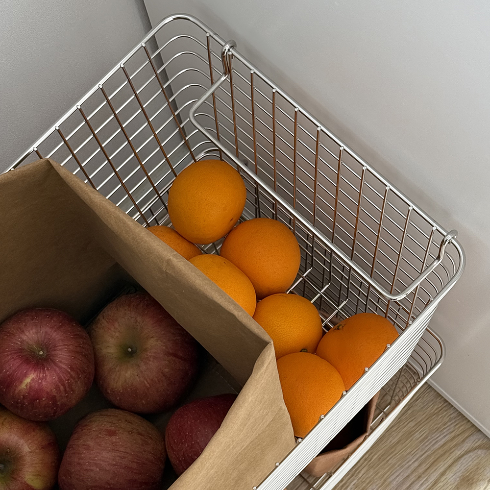 [단독] 철제 스텐 바구니 와이어 바스켓 다용도 수납 펜트리 정리 M