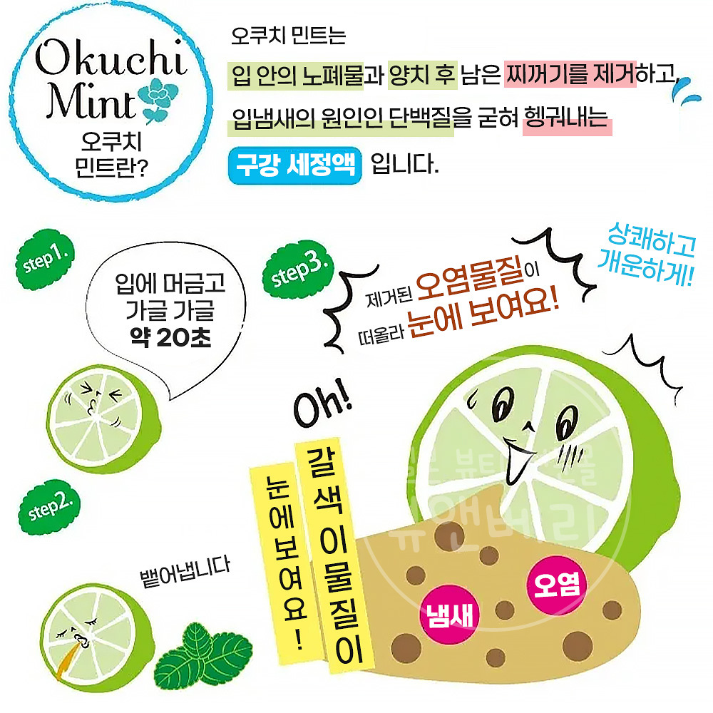 오쿠치 가글 구강 청결제 입냄새 제거제 민트맛 5개입