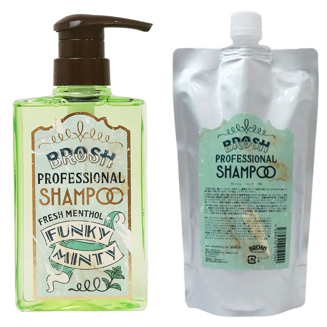 BROSH FUNKY MINTY 보타니컬 샴푸 아이스 민트 본품 400ml+리필 380ml
