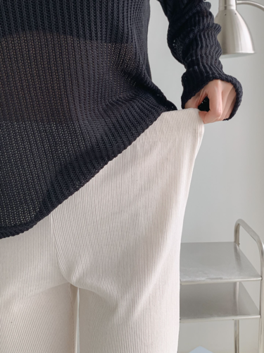 폼나나 Pomnana 슬림핏 기본 골지 긴바지 뉴부츠컷 데일리 편한 팬츠 - 상세 이미지 3