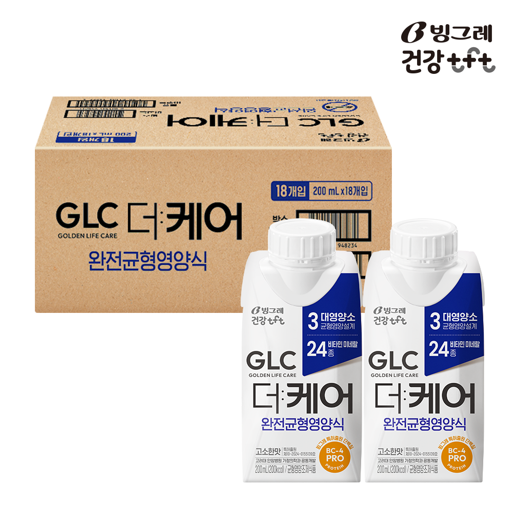 빙그레 GLC 더케어 완전균형영양식 고소한맛, 200ml, 18개