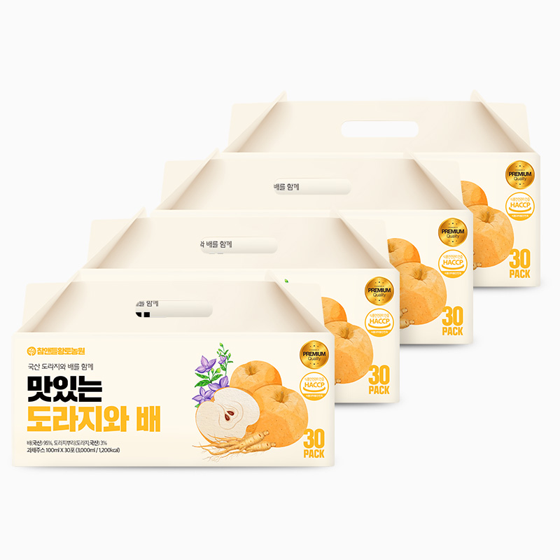 참앤들황토농원 맛있는 도라지와 배즙 100ml 30포, 4개